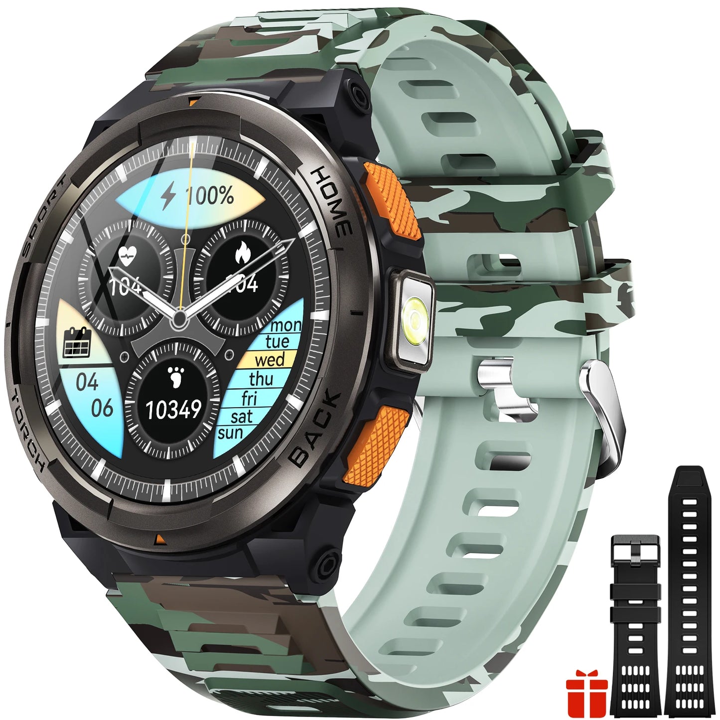 EIGIIS 1.45 Inch Smart Watch KE5 3ATM Waterproof Original Design with Activity Tracker and Leather Band