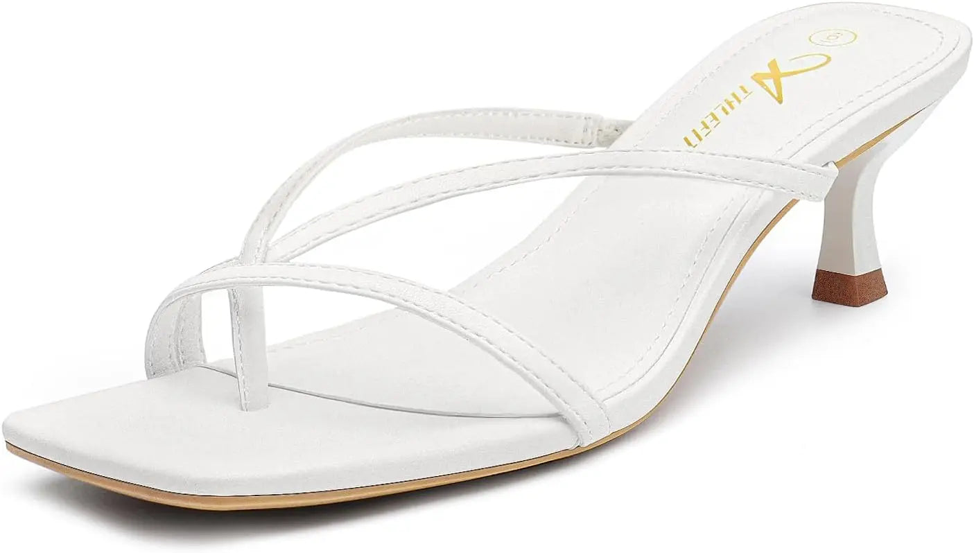 Women's Strappy Kitten Heels Flip Flops Square Open Toe Sandals