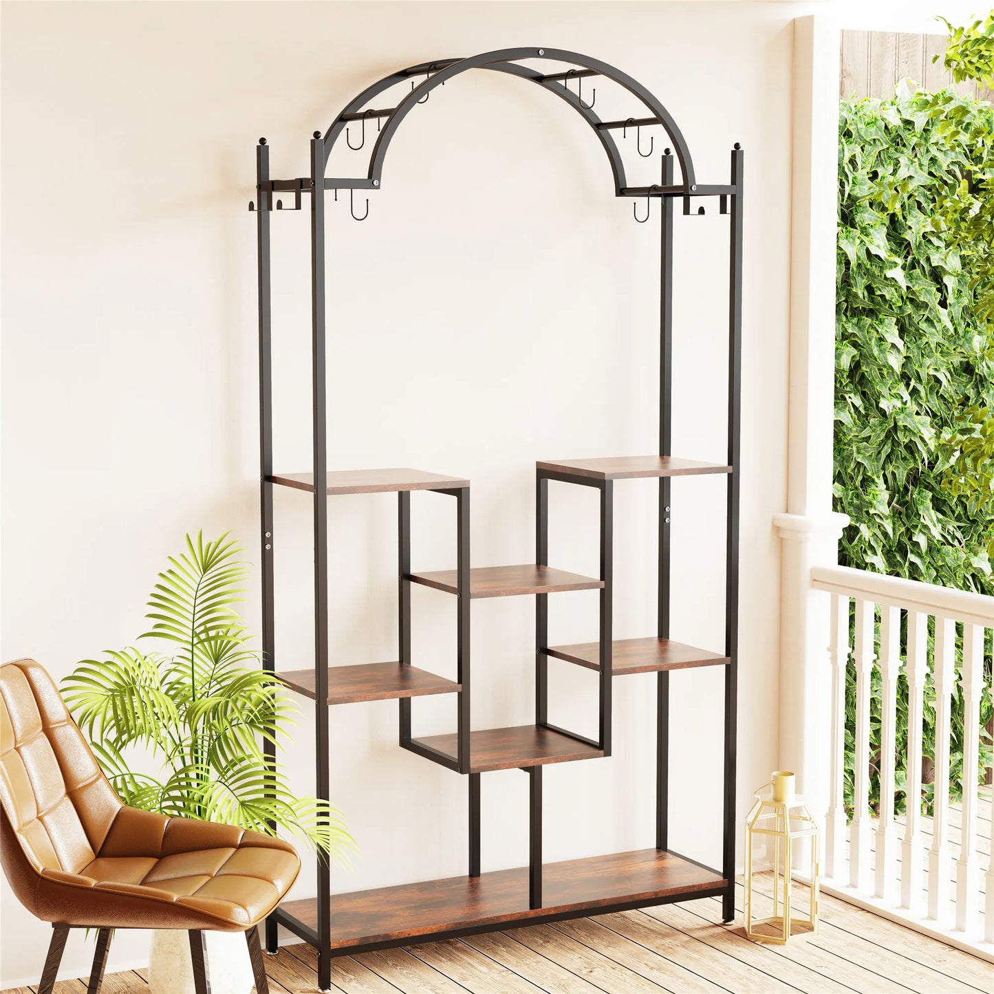 5-Tier Tall Indoor Plant Stand, 74.8'' Arched Metal Flower Shelf
