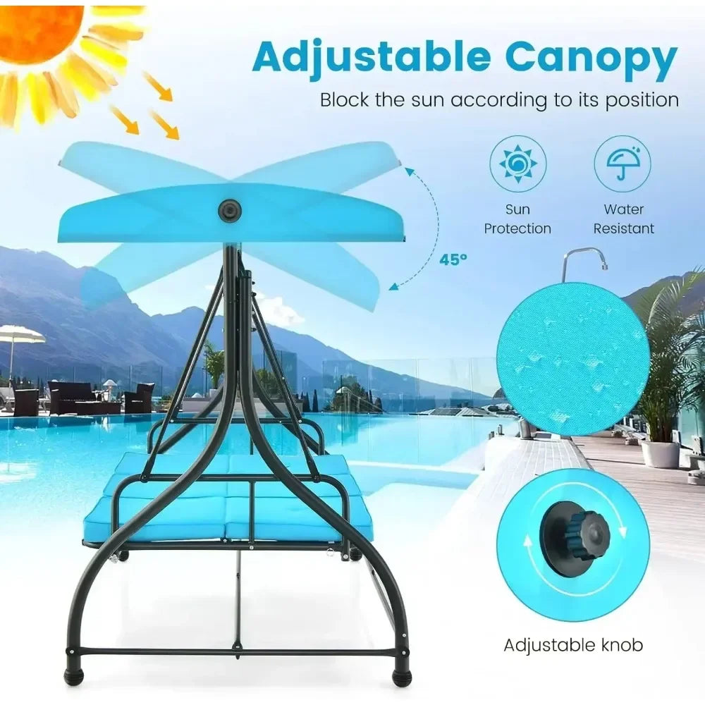 2-in-1 Convertible Patio Swing Bed with Removable Cushions