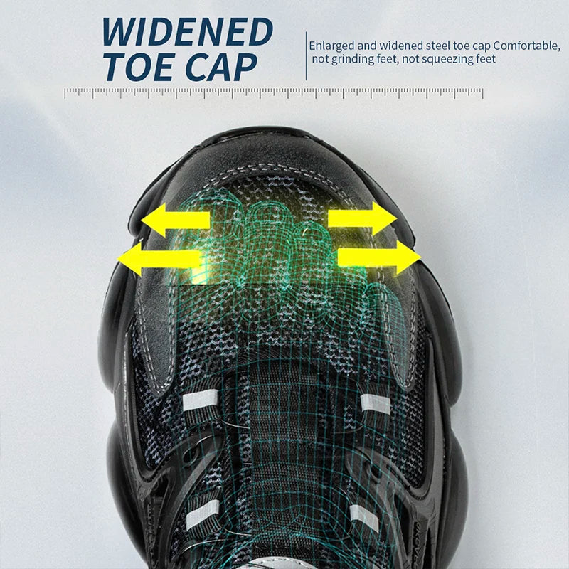Slack Stab Proof Work Shoes With Elastic Buttons And Lace Up