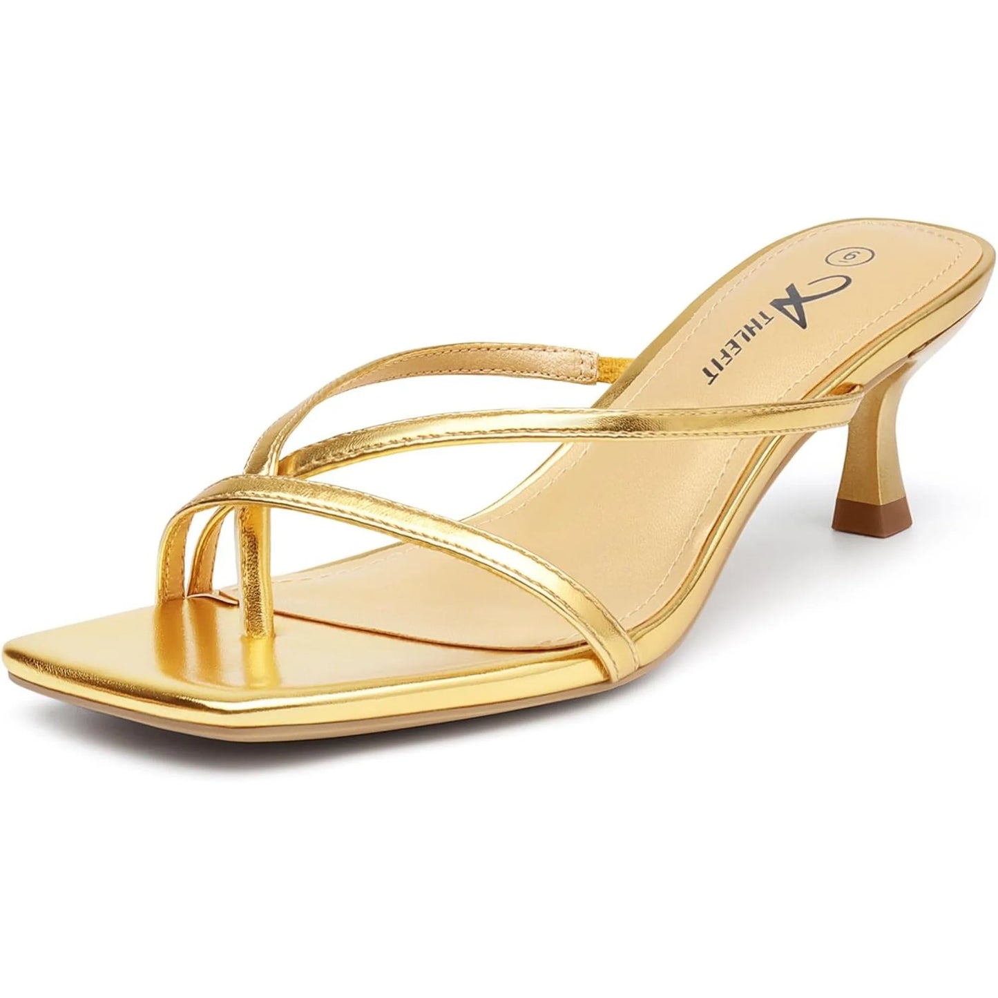 Women's Strappy Kitten Heels Flip Flops Square Open Toe Sandals