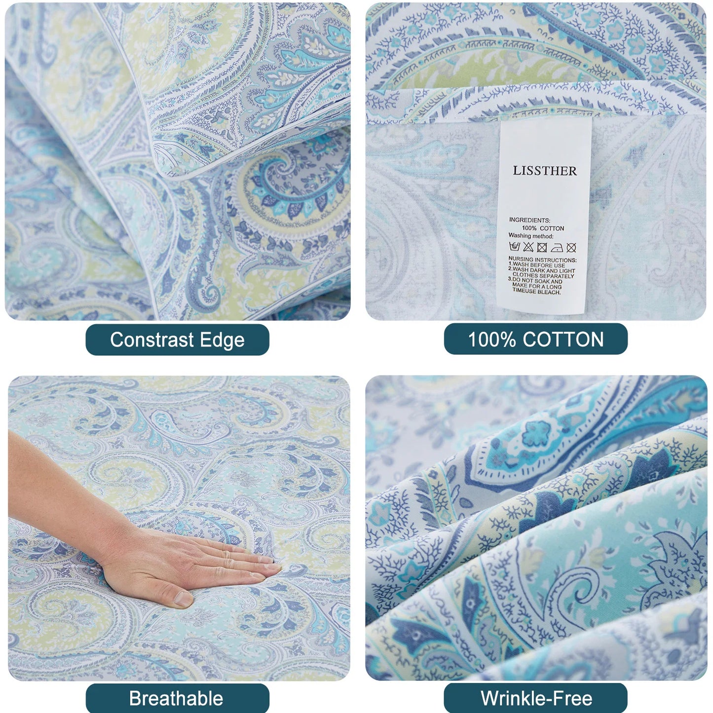 3pcs 600TC 100% Egyptian Cotton Duvet Cover Set,