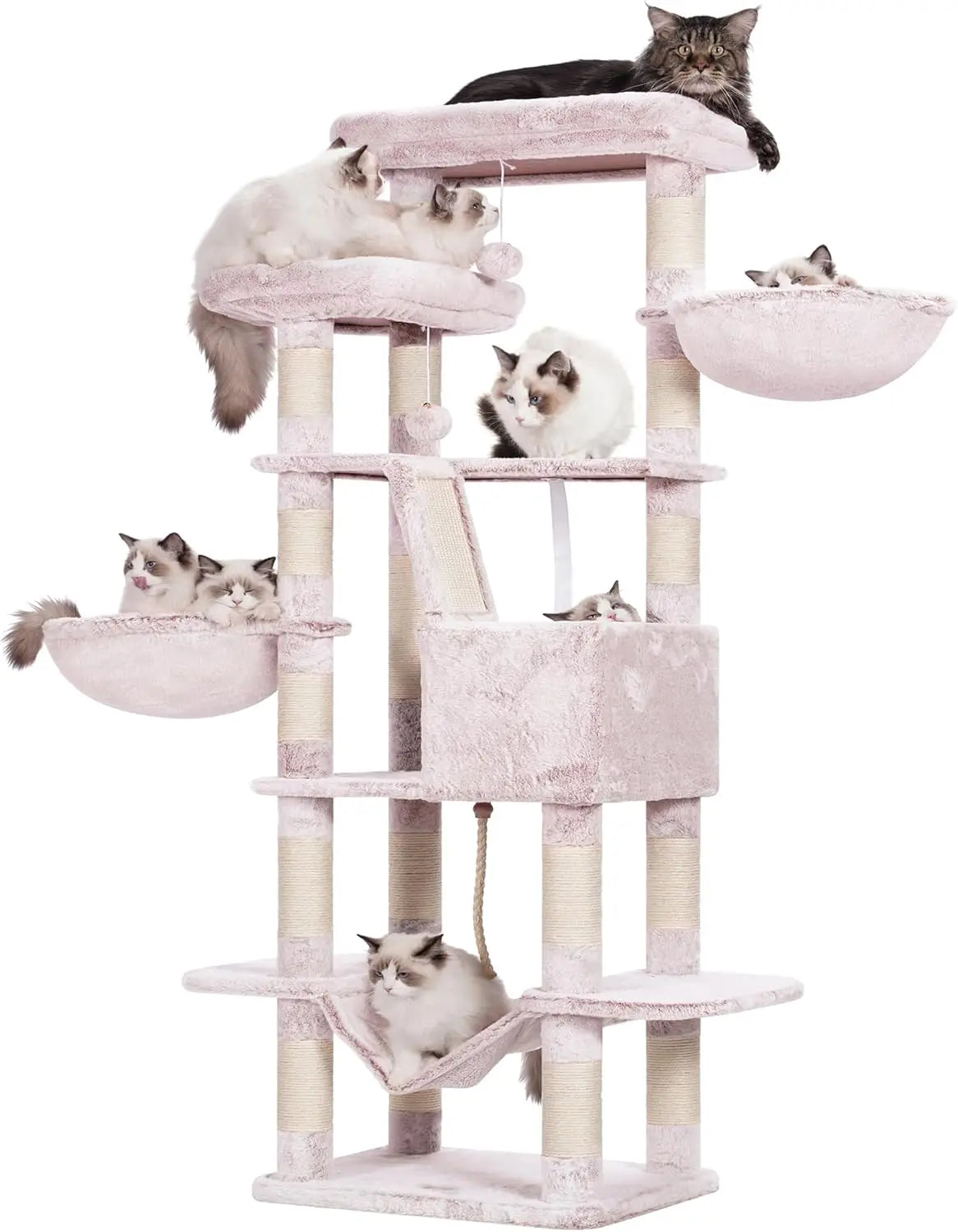 Cat Tree, 68 Inch Multi-Level Cat Tower for Indoor Cats
