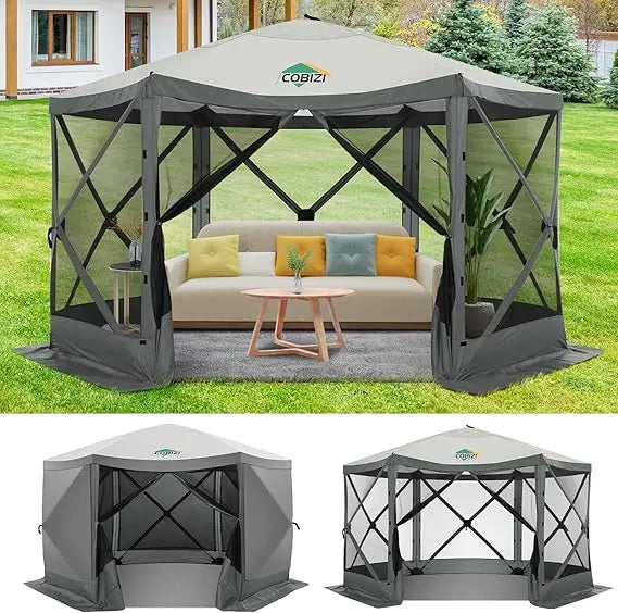 12x12ft Pop Up Gazebo Screen Tent Screen House for Outdoors