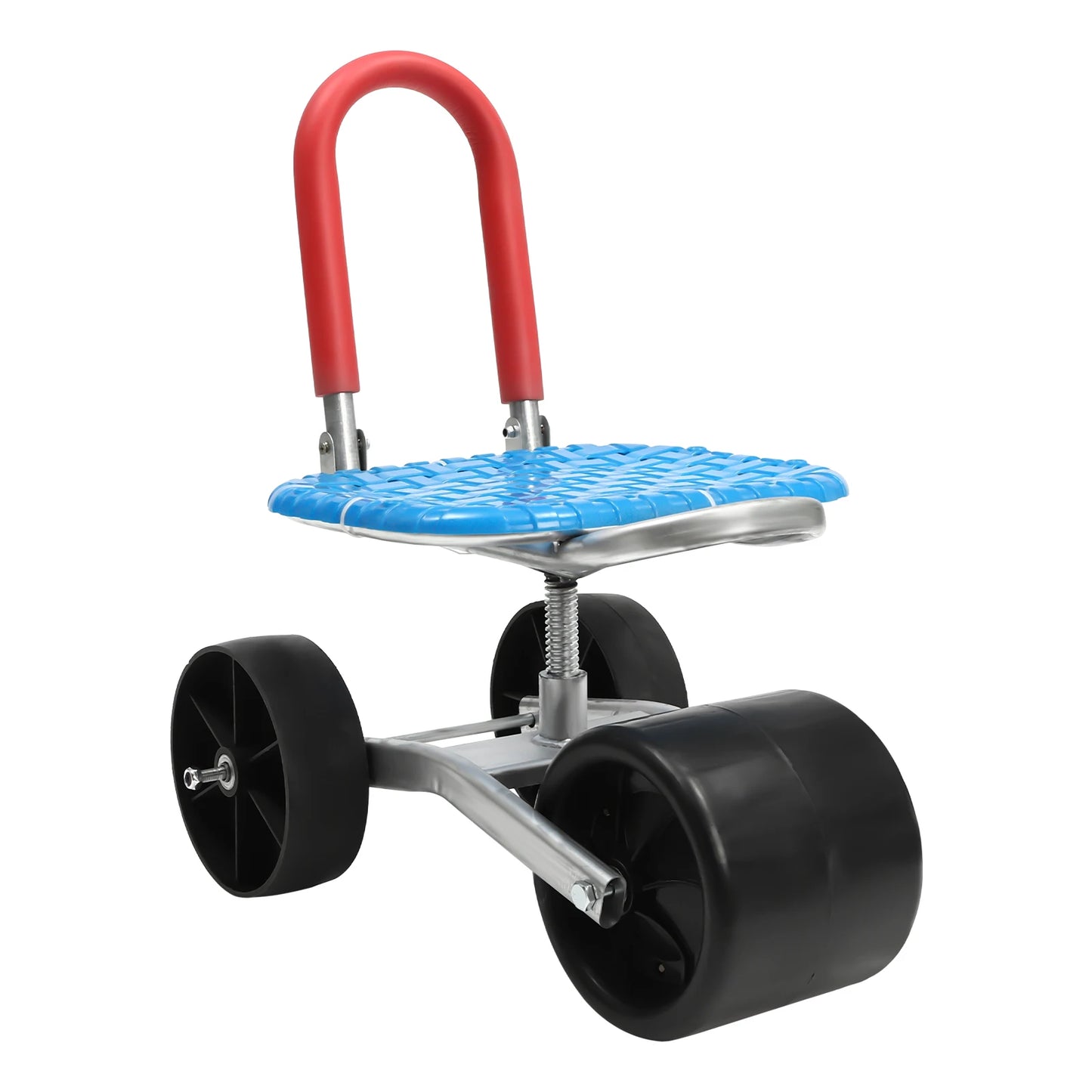 Garden Cart Rolling Stool with 3 Wheels Stable Workseat Outdoor Lawn Yard Patio Wagon Scooter Adjustable 360 Degree Swivel Seat