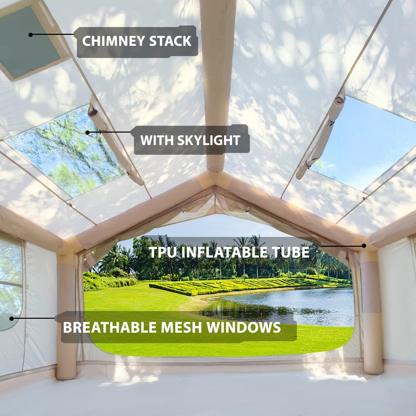 Inflatable Tent for Camping - 6-8 Person Quick Setup Tent