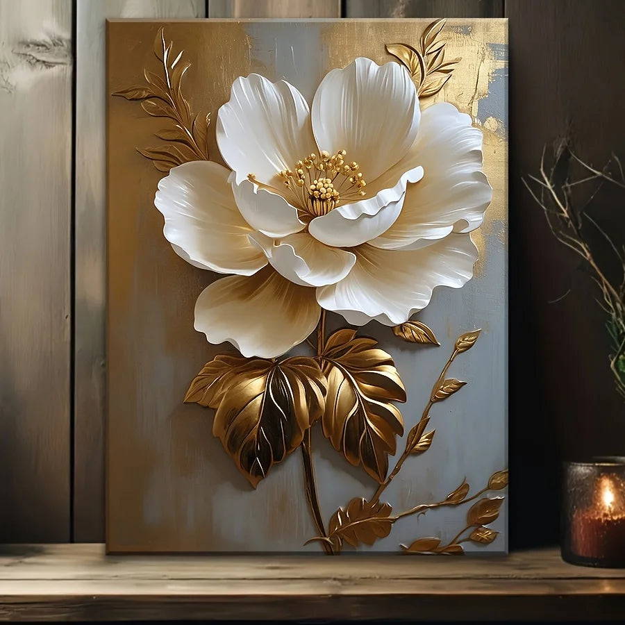 1PC Elegant White Floral Canvas ArtV