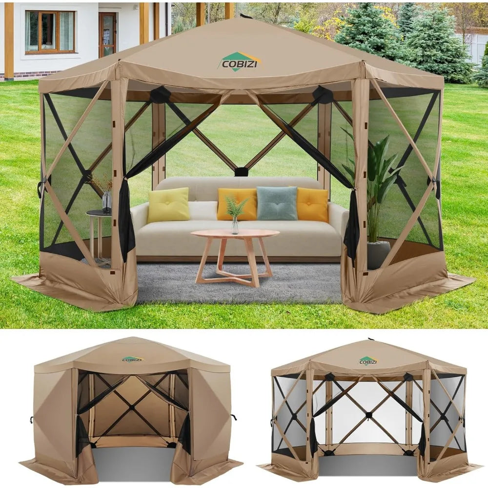 12x12ft Pop Up Gazebo Screen Tent Screen House for Outdoors