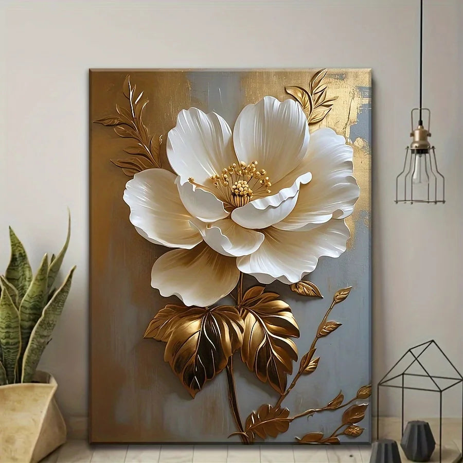 1PC Elegant White Floral Canvas ArtV