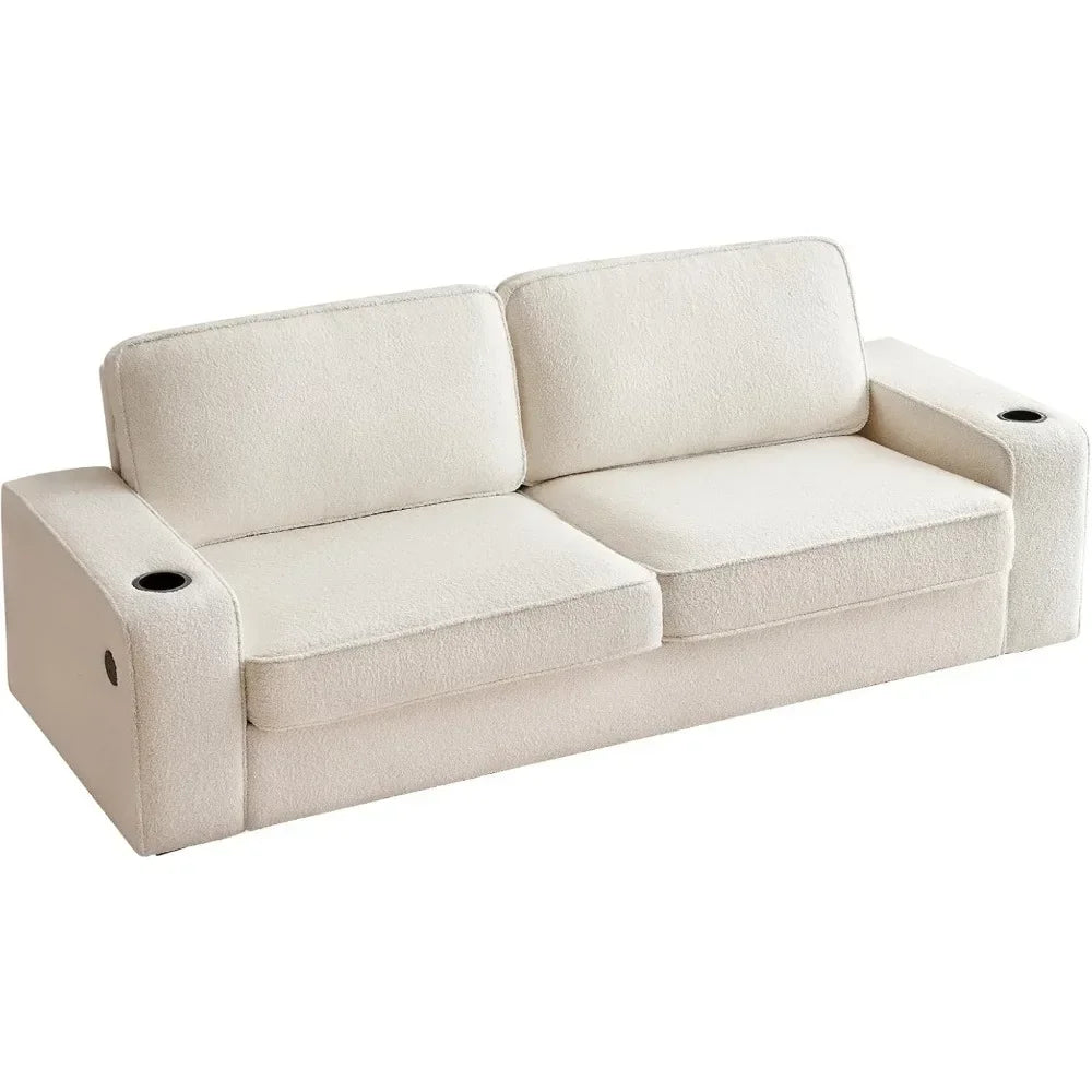 Modern Sofa, 89in Comfy Couch with Cup Holders