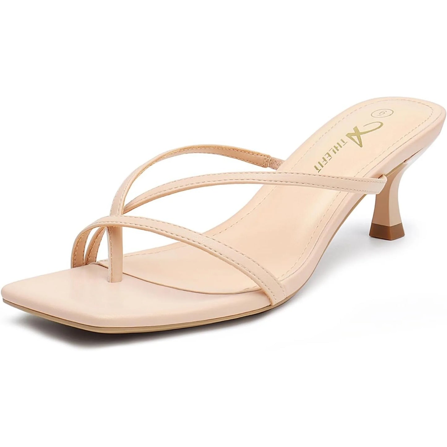 Women's Strappy Kitten Heels Flip Flops Square Open Toe Sandals