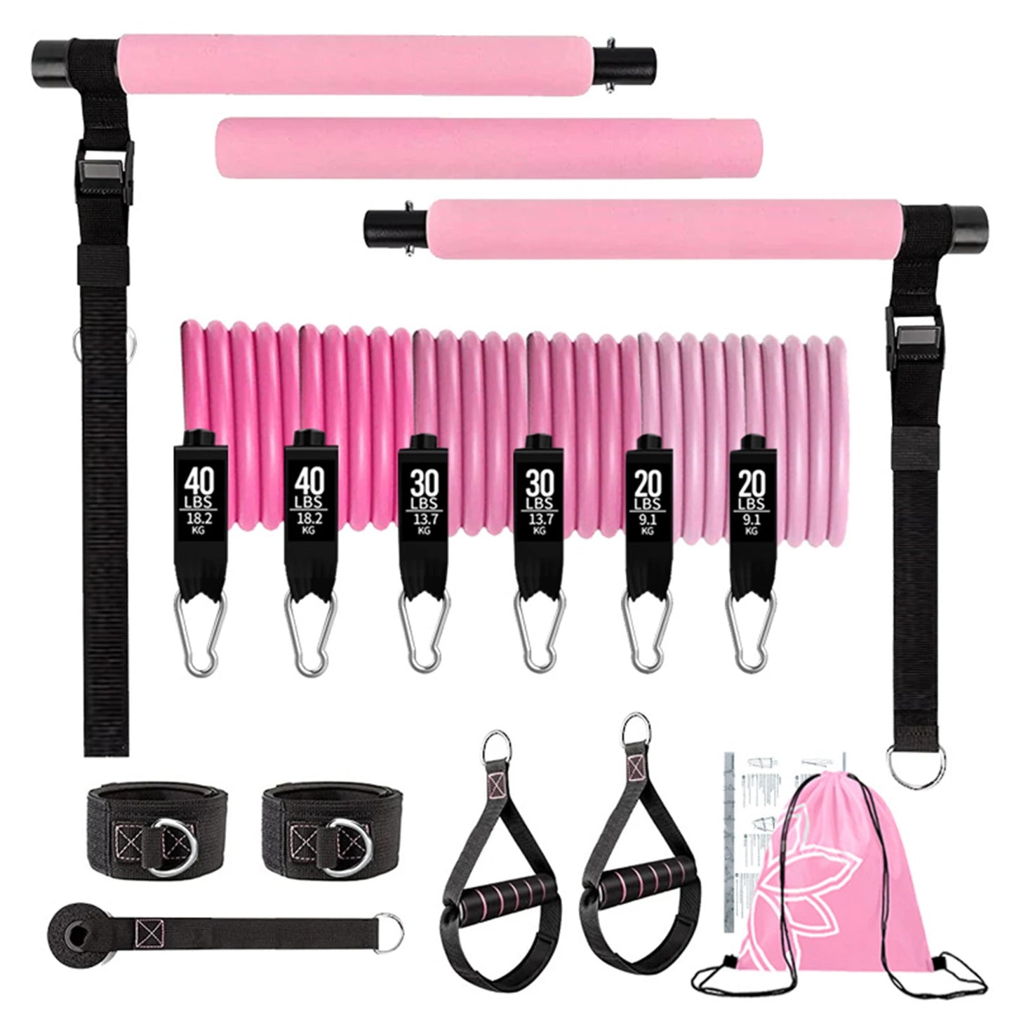 11pcs Portable Pilates Bar Exercise Kit Home