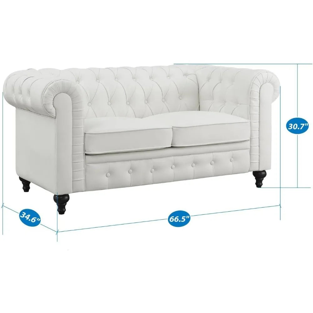 Chesterfield Sofa Set, Modern Double Leather Sofa Collection