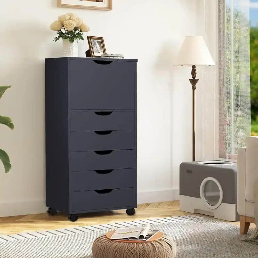 US White, 6-Drawer with Shelf, Office File