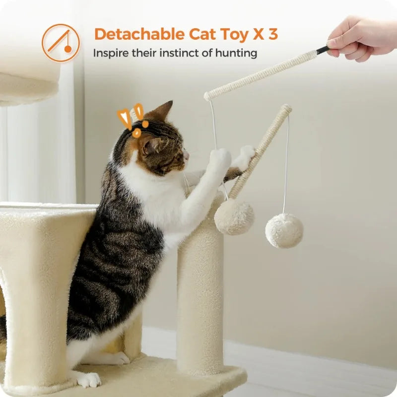 69" Cat Tree for Large Indoor Cats with Multi-Level Design