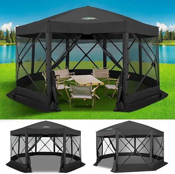 12x12ft Pop Up Gazebo Screen Tent Screen House for Outdoors