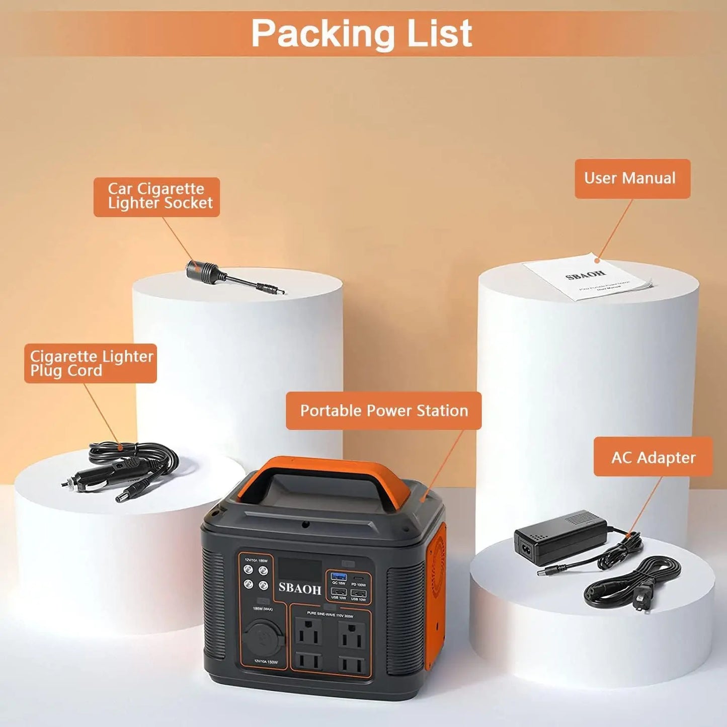 Portable Power Station 296Wh 20Ah 300W Solar Charger Emergency Battery Backup