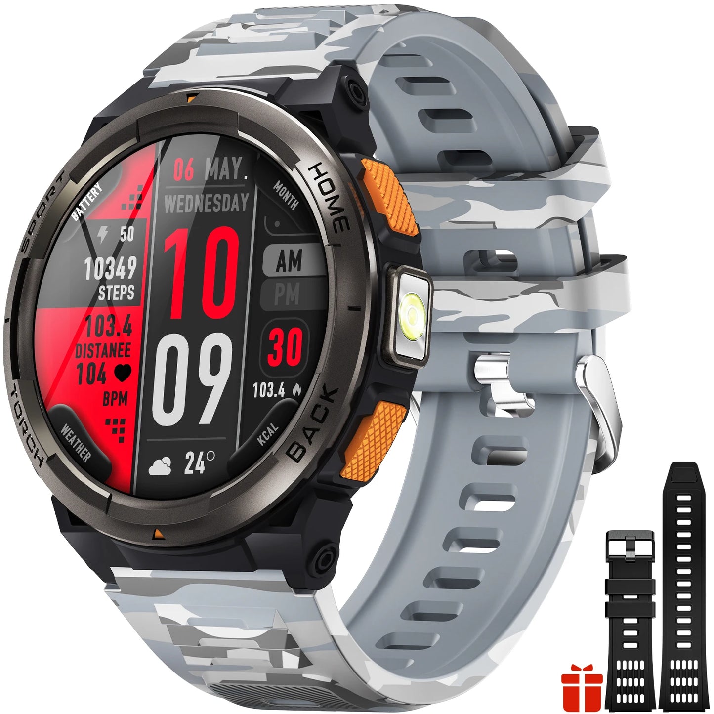 EIGIIS 1.45 Inch Smart Watch KE5 3ATM Waterproof Original Design with Activity Tracker and Leather Band