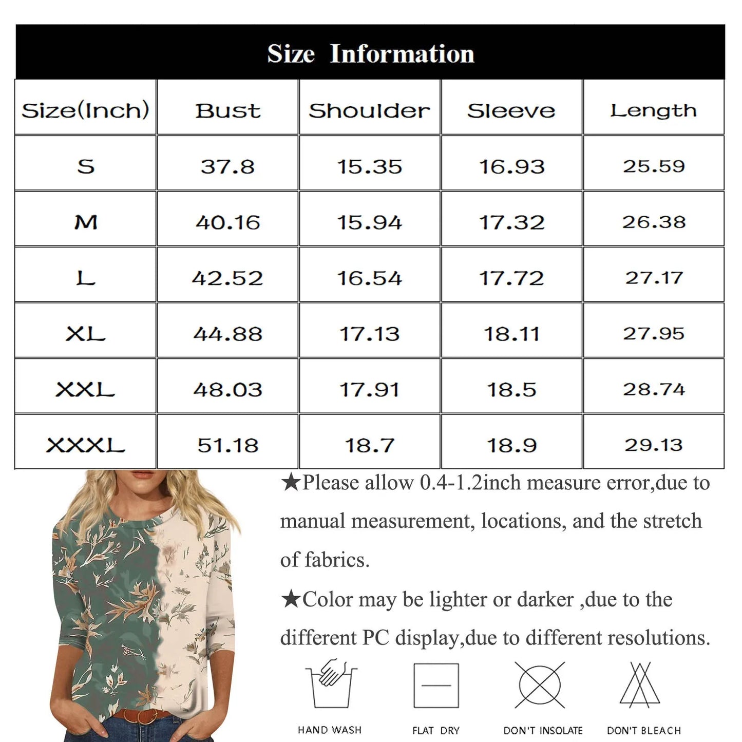 Women's Floral Print Button 3/4 Sleeve Round Neck Casual Shirt Autumn Commuter Tops 2024