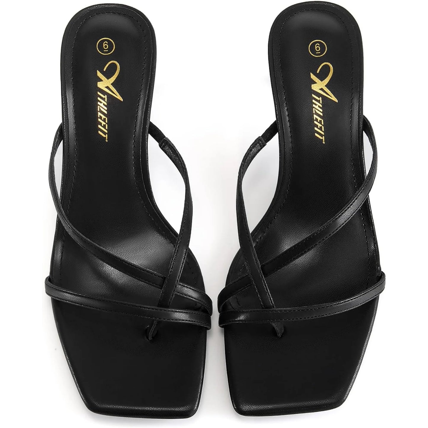 Women's Strappy Kitten Heels Flip Flops Square Open Toe Sandals