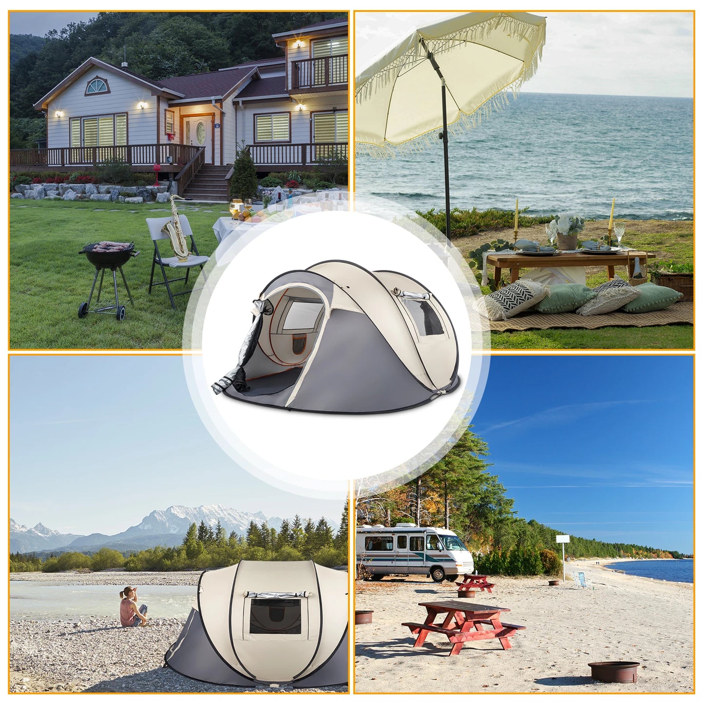 Camping Tent, 4 Person Pop Up,Easy Setup