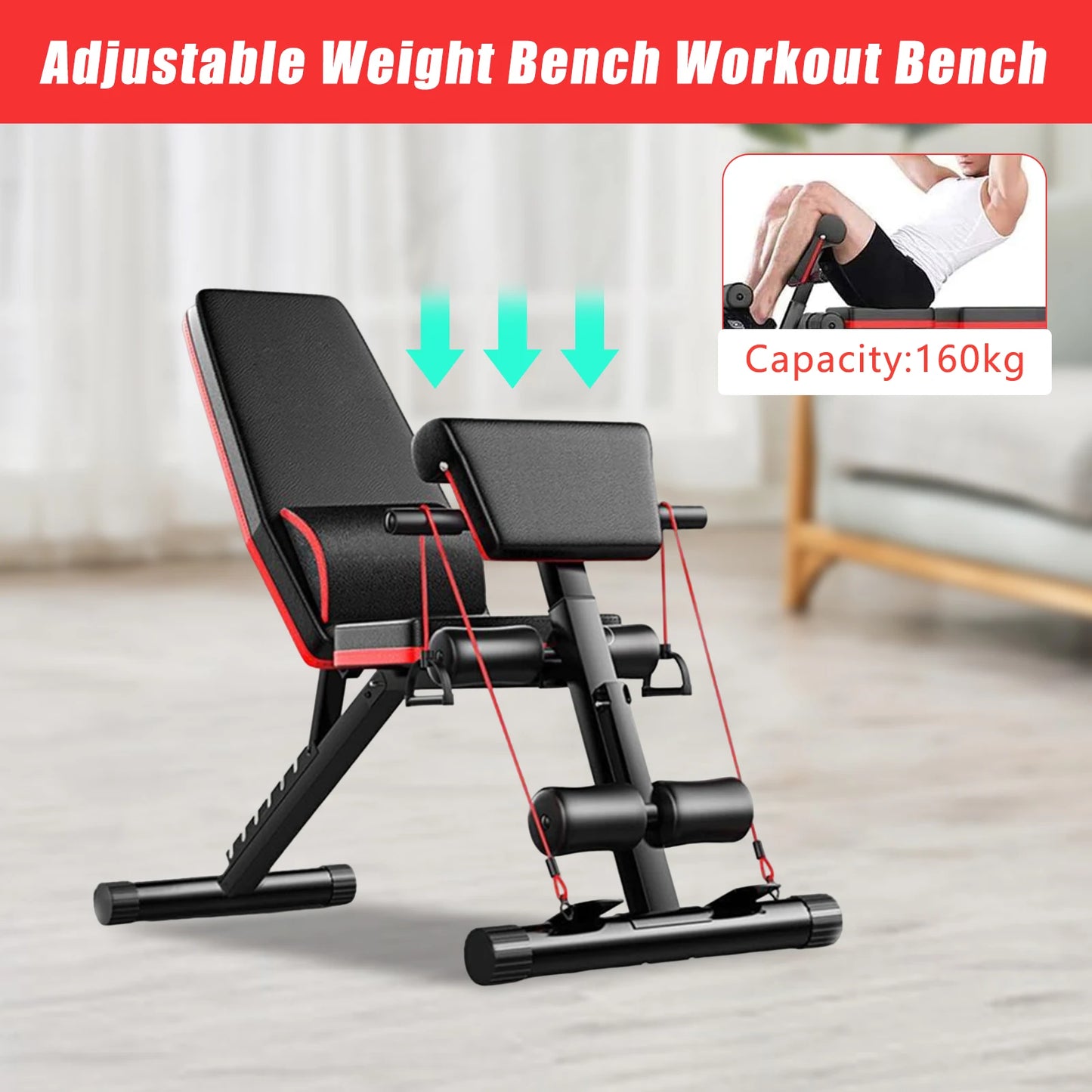 Adjustable Weight Bench Full Body Workout Foldable