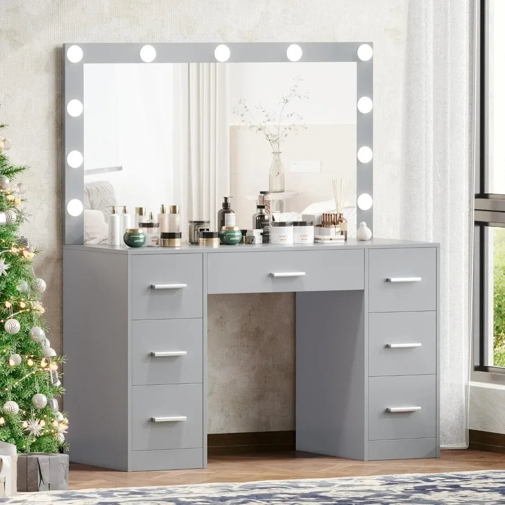Vanity Desk, Lighted Mirror