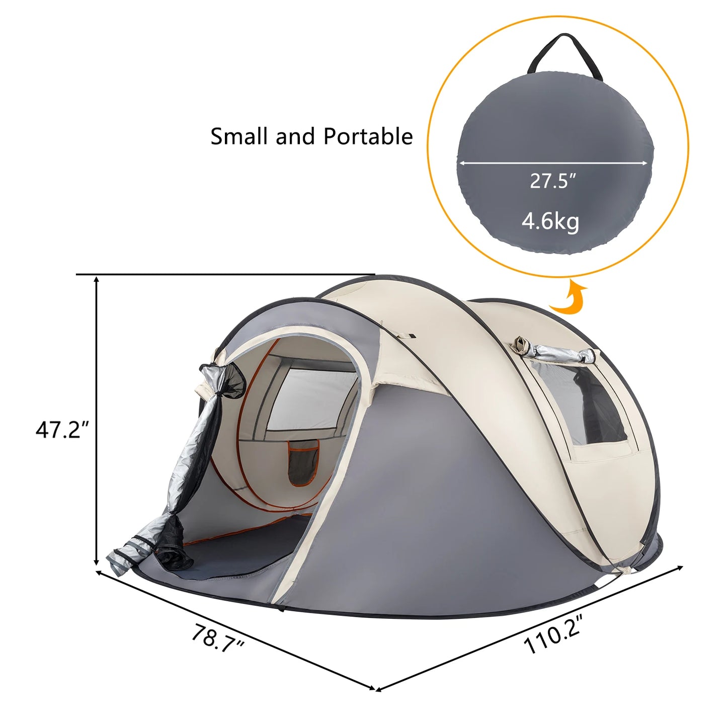 Camping Tent, 4 Person Pop Up,Easy Setup