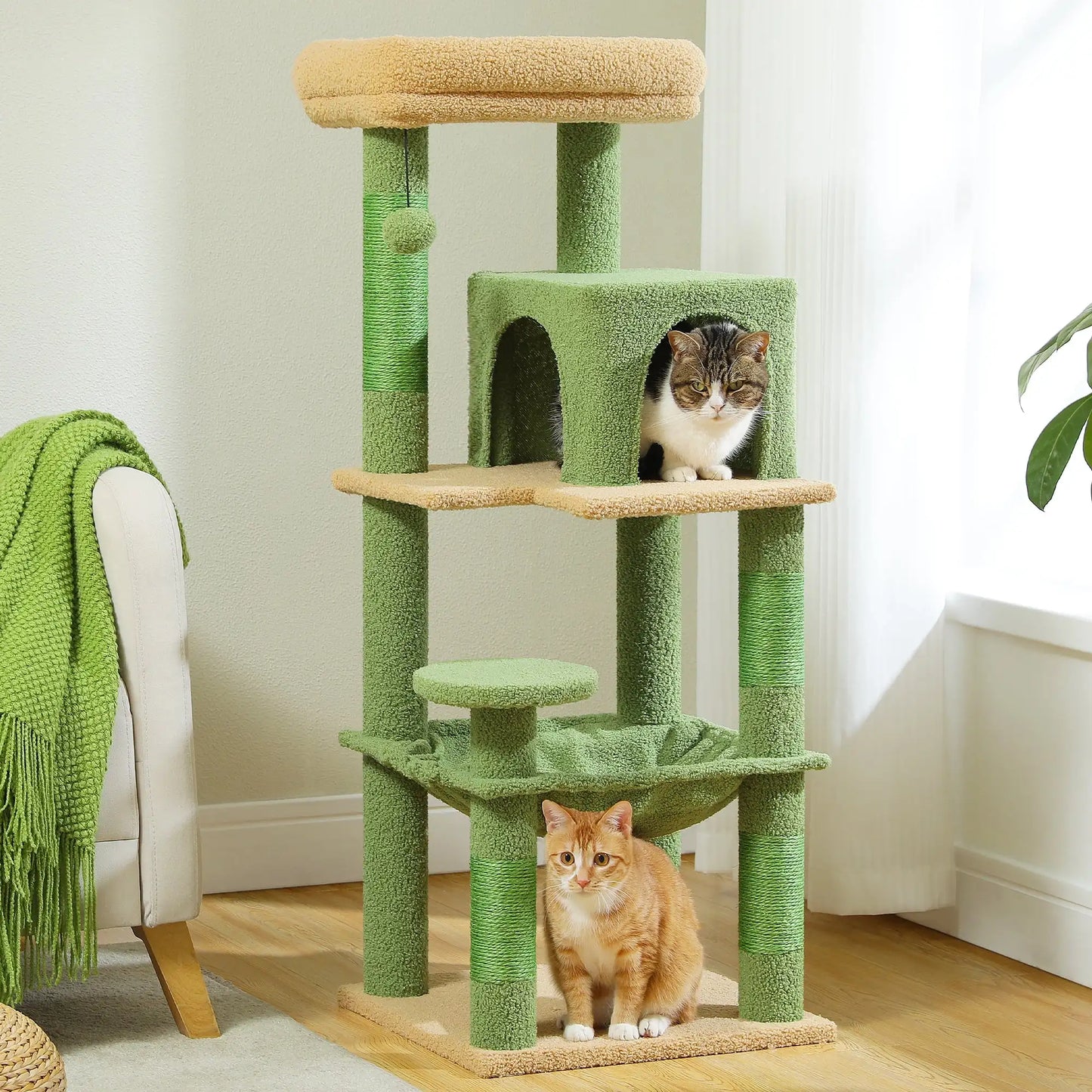 69" Cat Tree for Large Indoor Cats with Multi-Level Design