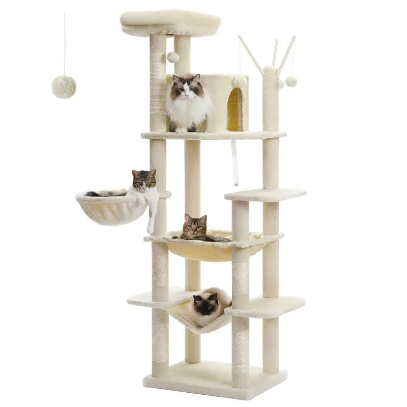 69" Cat Tree for Large Indoor Cats with Multi-Level Design