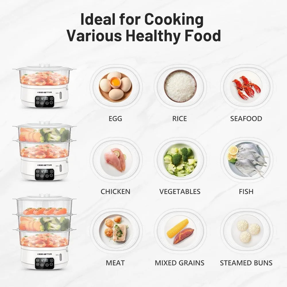 13.7QT Vegetable Steamer with 3 Tiers BPA-Free Baskets,