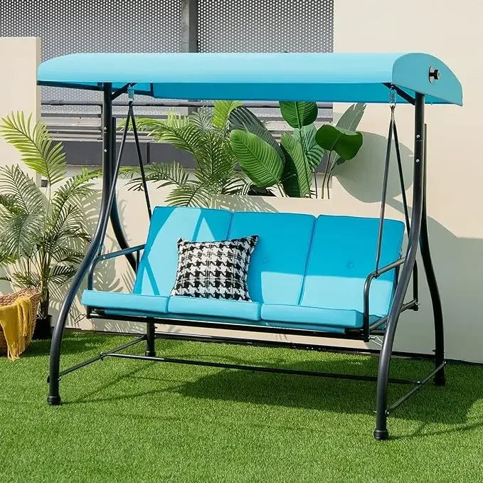 2-in-1 Convertible Patio Swing Bed with Removable Cushions