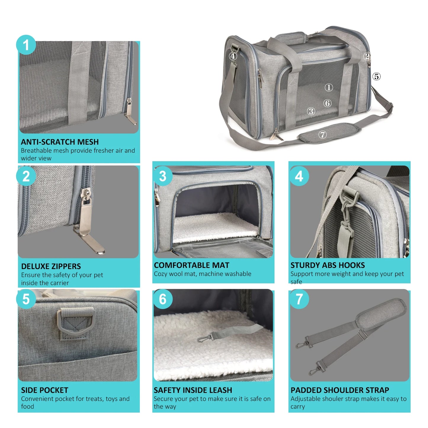 Dog Carrier Bag Soft Side Backpack Cat