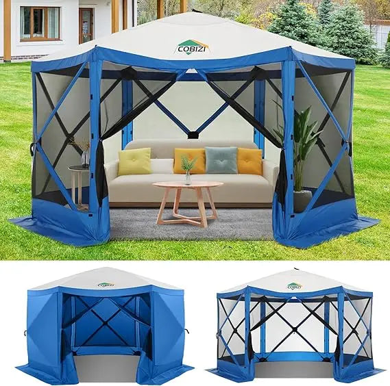 12x12ft Pop Up Gazebo Screen Tent Screen House for Outdoors