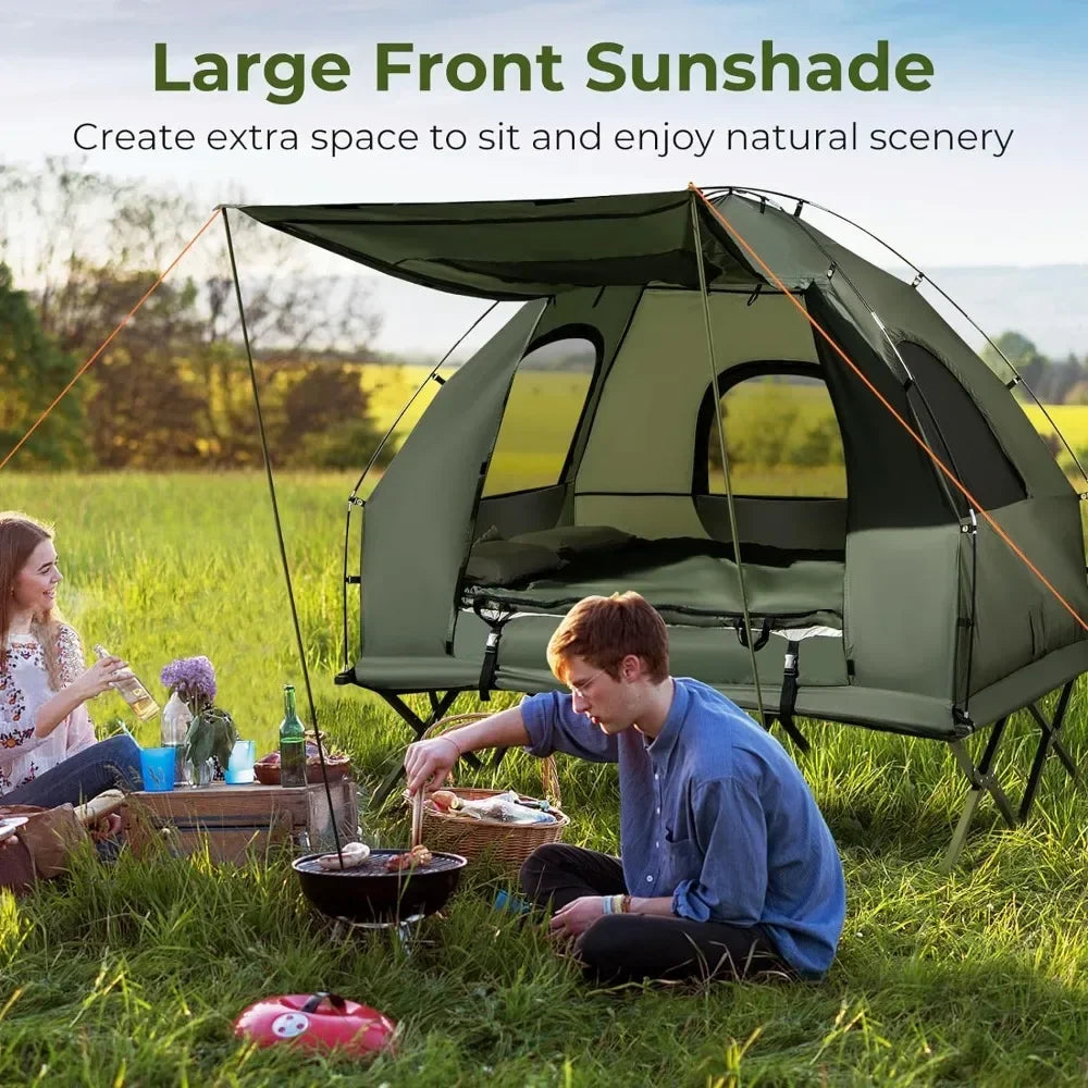 Tent Cot 5-in-1 Folding Camping Cot with Mattress Pillows