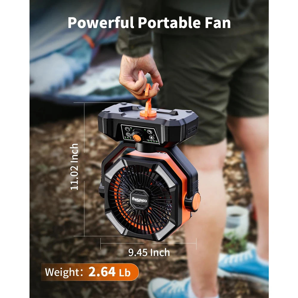 coldSky 20000mAh Battery Camping Fan with LED Lights