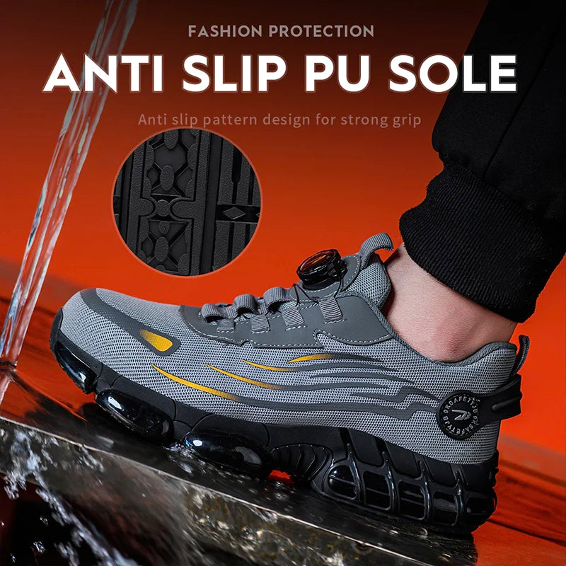Breathable Lace Free Soft Sole Comfortable Anti Smash Anti Puncture Labour Insurance Shoes