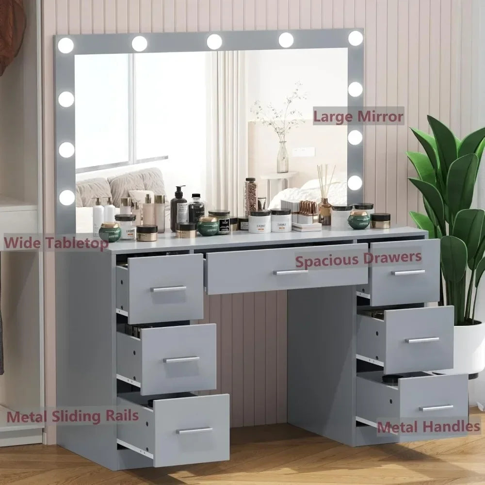 Vanity Desk, Lighted Mirror