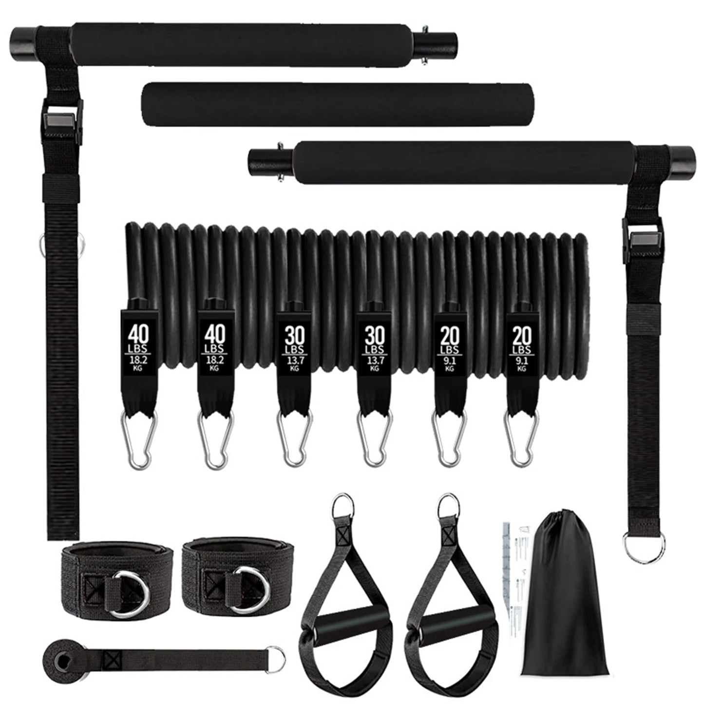 11pcs Portable Pilates Bar Exercise Kit Home
