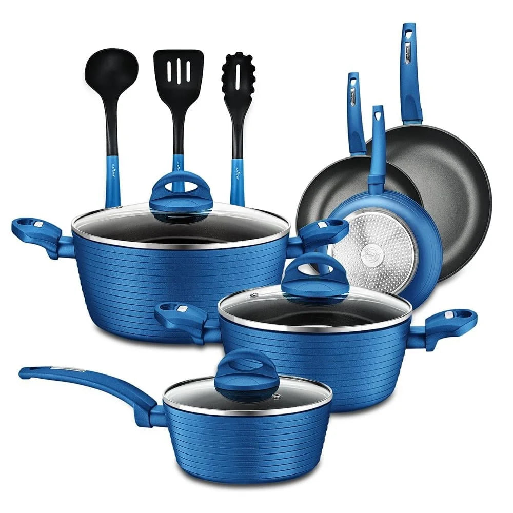 12pc Nonstick Cookware Set Cooking Pots Pans Kitchen Utensils Cookware Accessories Induction Compatible Heat Resistant Durable