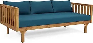 Outdoor 3 Seater Daybed, Acacia Wood Day Bed Couch Sofa