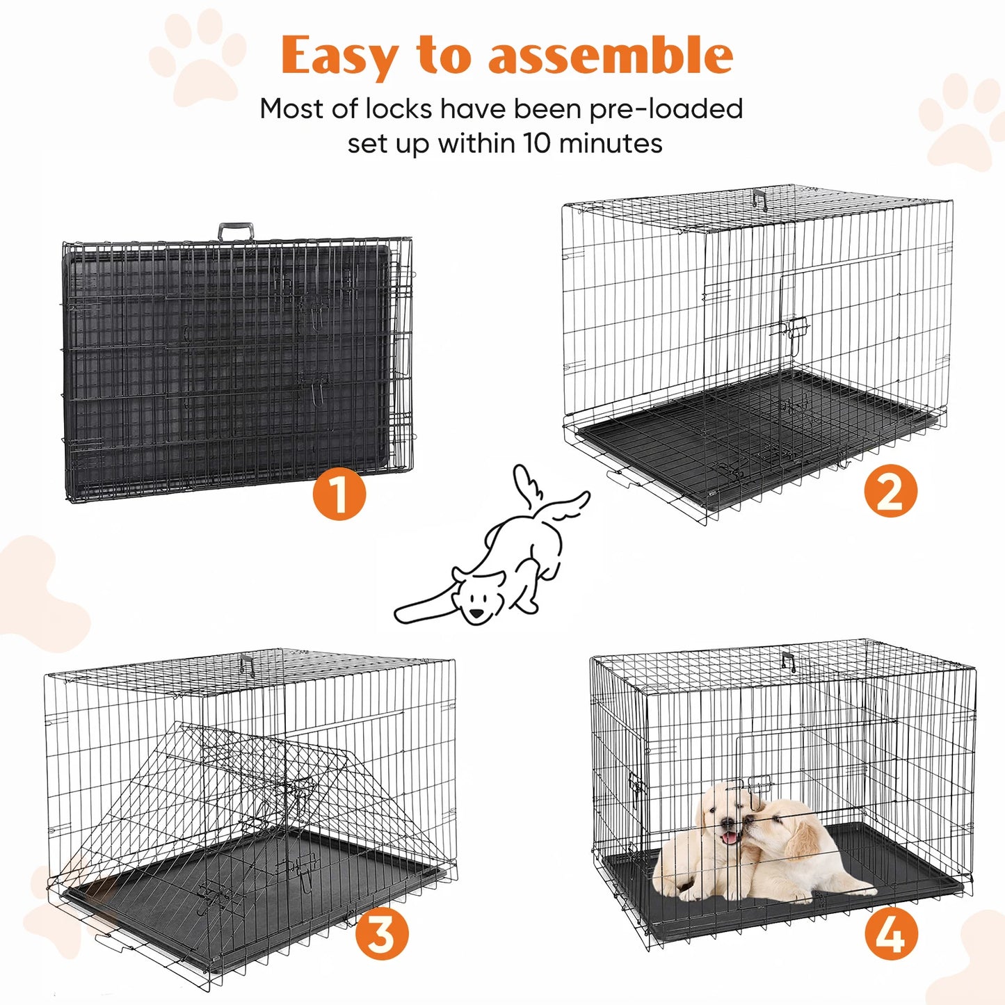 Double Door Folding Metal Wire Dog Kennel