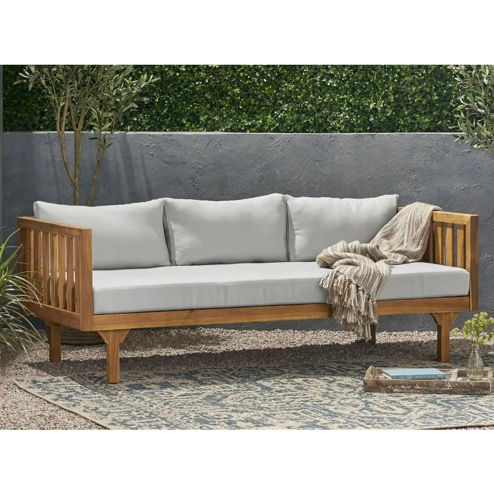 Outdoor 3 Seater Daybed, Acacia Wood Day Bed Couch Sofa
