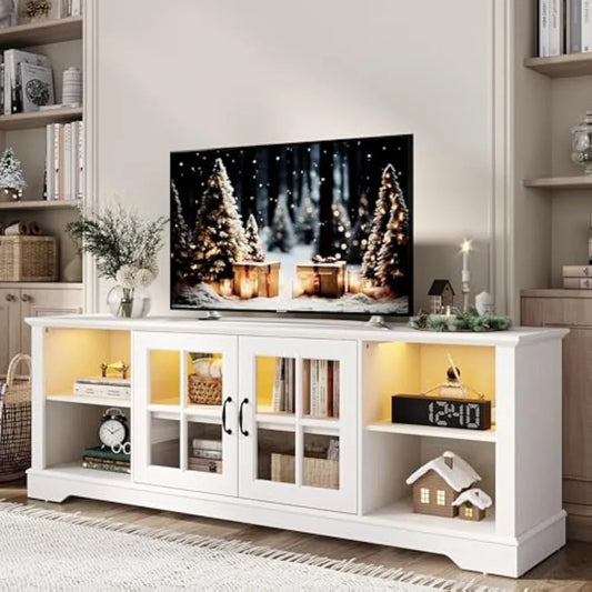 TV Stand for 75 Inch, 68 Inch Entertainment Center with LED