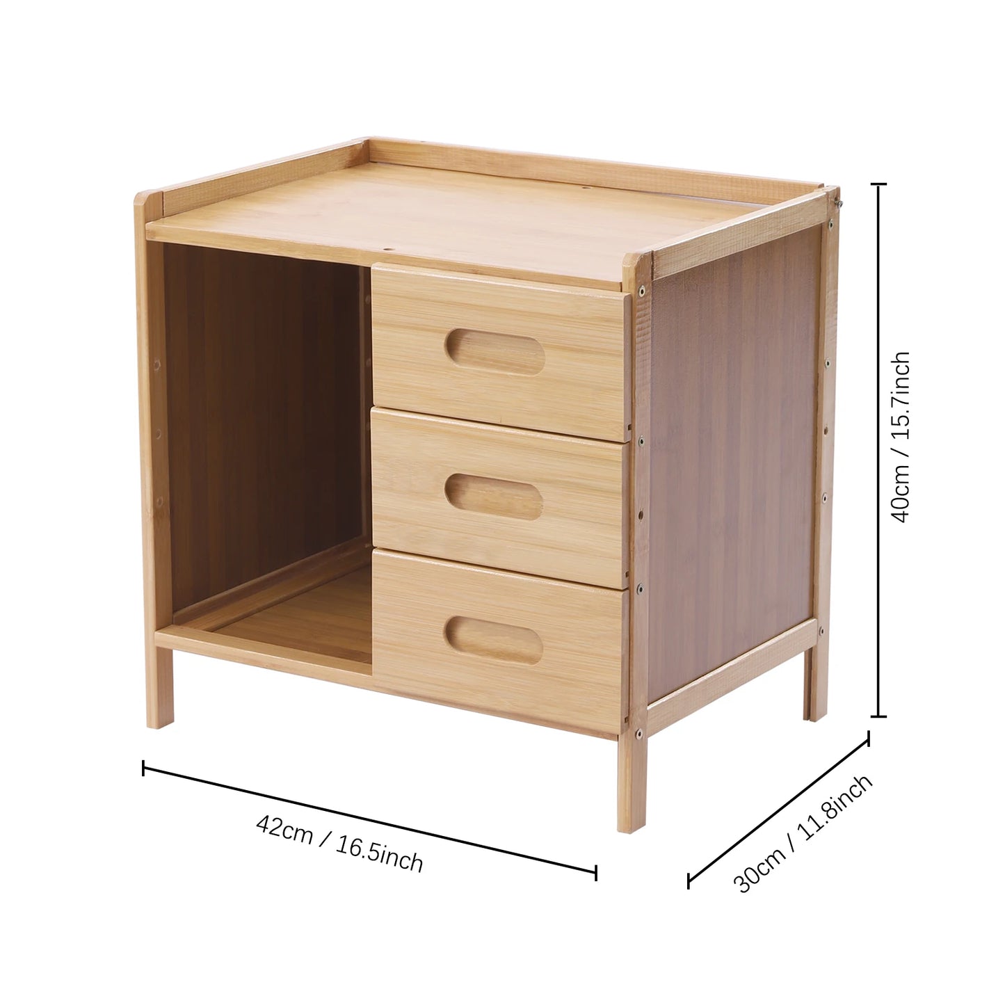 3 Drawer Modern Bamboo Nightstand