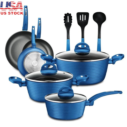12pc Nonstick Cookware Set Cooking Pots Pans Kitchen Utensils Cookware Accessories Induction Compatible Heat Resistant Durable