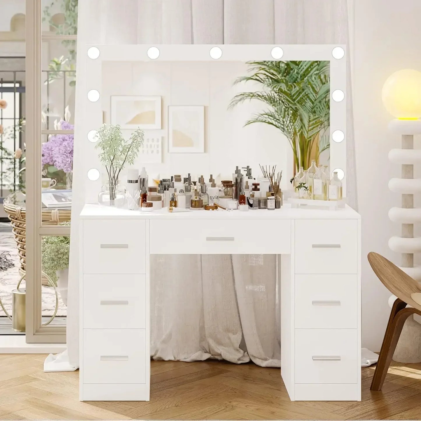 Vanity Desk, Lighted Mirror