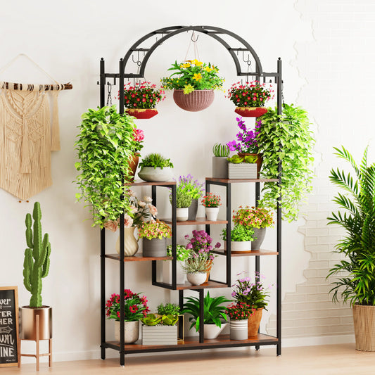 5-Tier Tall Indoor Plant Stand, 74.8'' Arched Metal Flower Shelf