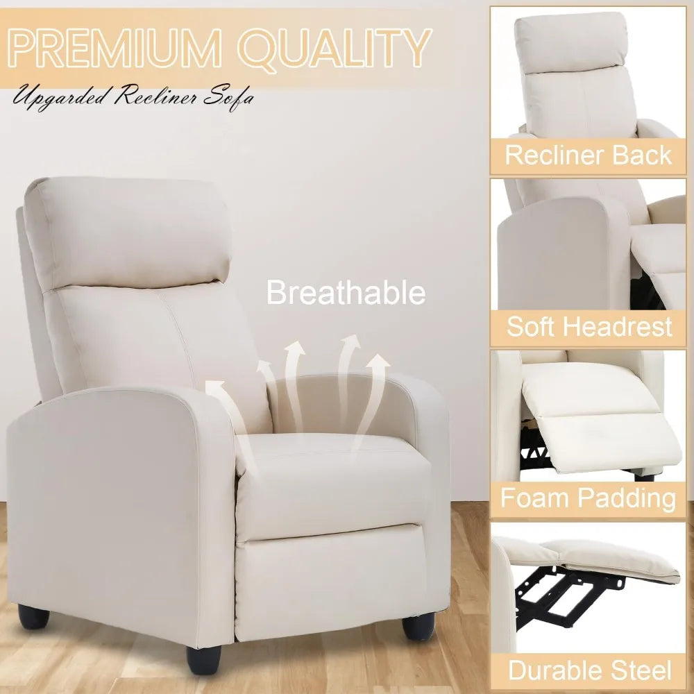 Recliner Chair Breathable Padded with Massage Feature